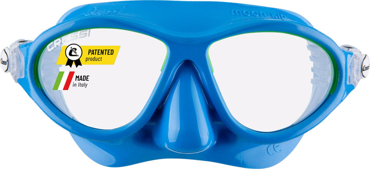 Cressi Moon Kid Premium Junior Maske Mask Blau/Lime, Mask Blau/Lime