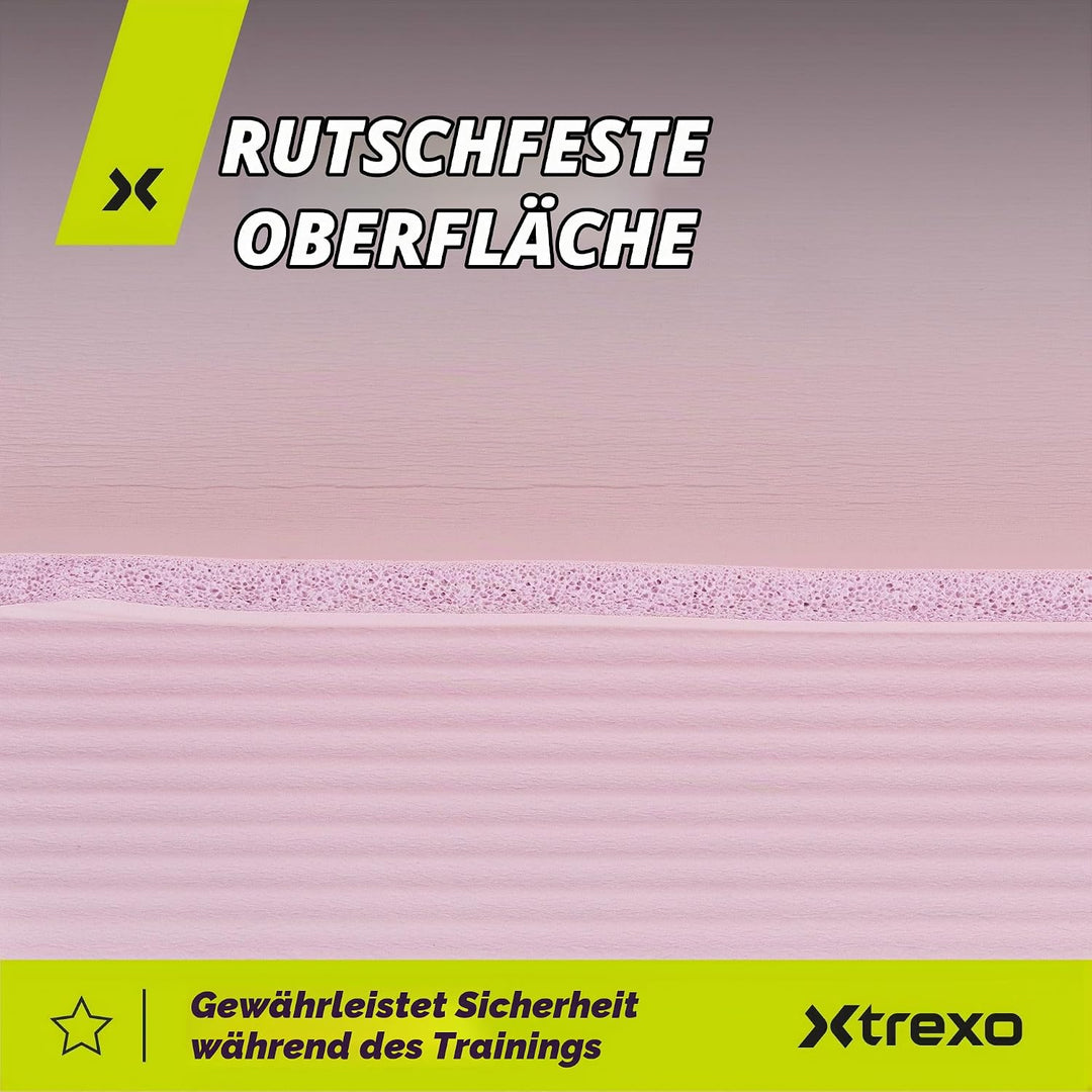 TREXO NBR Übungsmatte in Hellrosa 183 x 61 cm Material von aussergewöhnlicher Haltbarkeit und Flexib