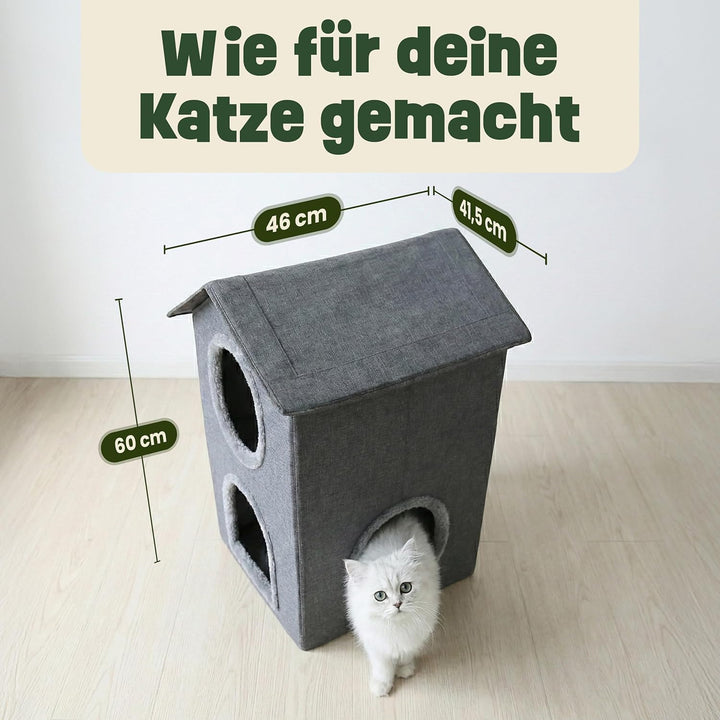 zooprinz katzenhöhle cat cave – kuschelhöhle für Katzen & grosse Katze, warmes katzenbett beige mit