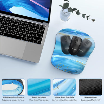 TECKNET Mauspad mit Handauflage, Gelkissen Mousepad und Ergonomische Memory Foam Tastatur Handgelenk