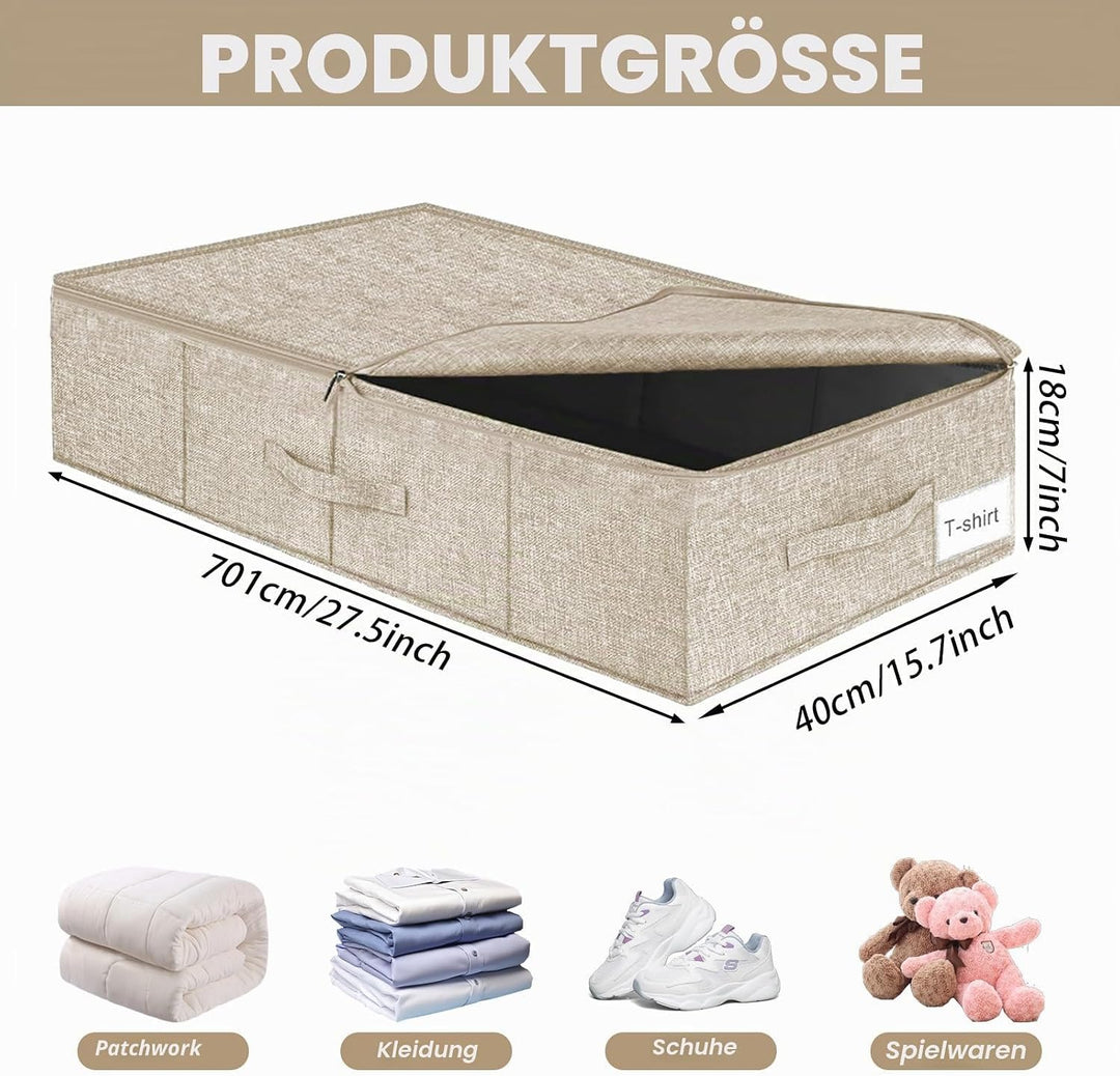 2 Stück Unterbett Aufbewahrungsbox, Unterbettkommode, Faltbarer Unterbett Aufbewahrung Gross, Unterb