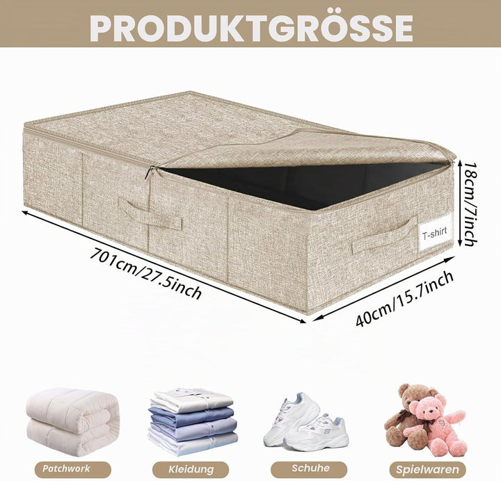2 Stück Unterbett Aufbewahrungsbox, Unterbettkommode, Faltbarer Unterbett Aufbewahrung Gross, Unterb