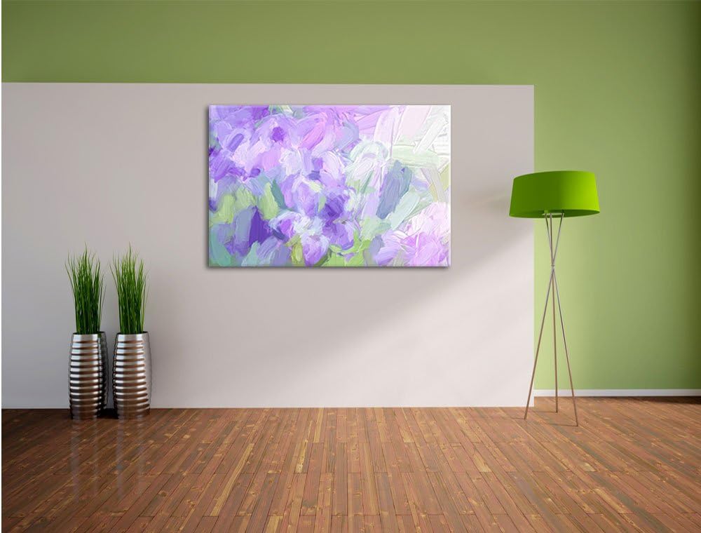 Pixxprint Lilane Lavendelblumen Kunst als Leinwandbild/Grösse: 100x70 cm/Wandbild/Kunstdruck/fertig