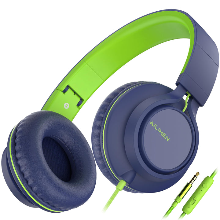 AILIHEN C8 Kopfhörer mit Kabel und Mikrofon, faltbar und verstellbar, On-Ear-Headsets, Lautstärkereg