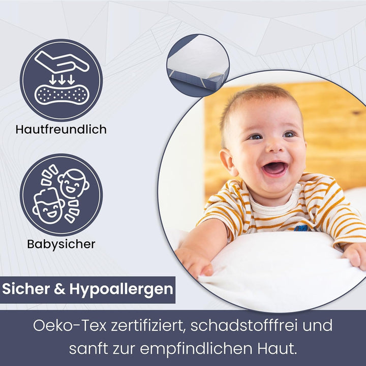 4myBaby Matratzenschutz Wasserdicht Matratzenschoner Betteinlage Molton (100% Baumwolle) 60x120 cm b