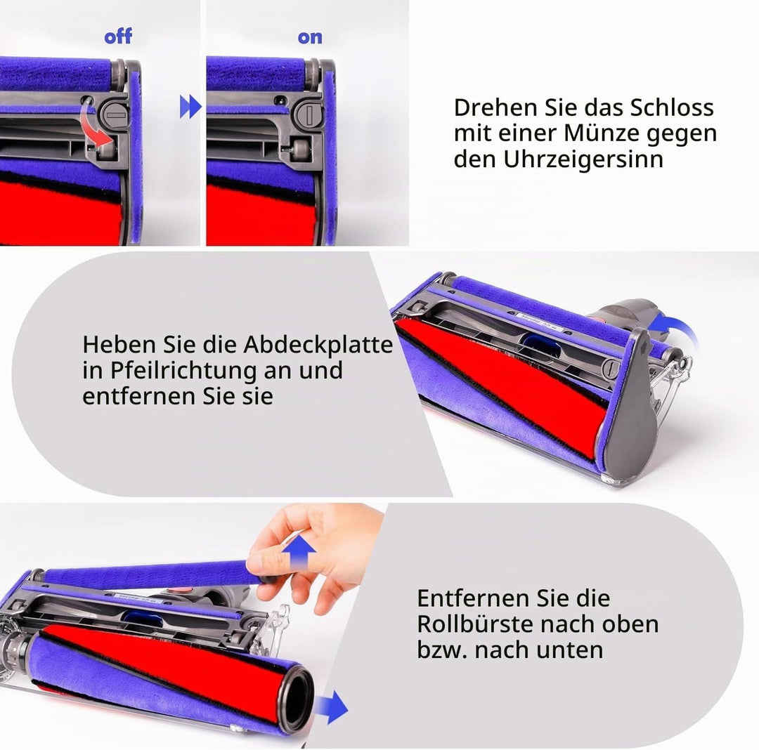 Softwalze Bodendüse für Dyson V7 V8 V10 V11 V15 Staubsauger, Elektrischer Soft Roller Bürste Aufsatz
