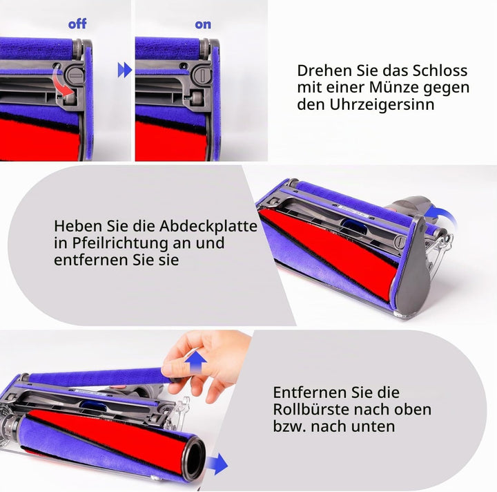 Softwalze Bodendüse für Dyson V7 V8 V10 V11 V15 Staubsauger, Elektrischer Soft Roller Bürste Aufsatz