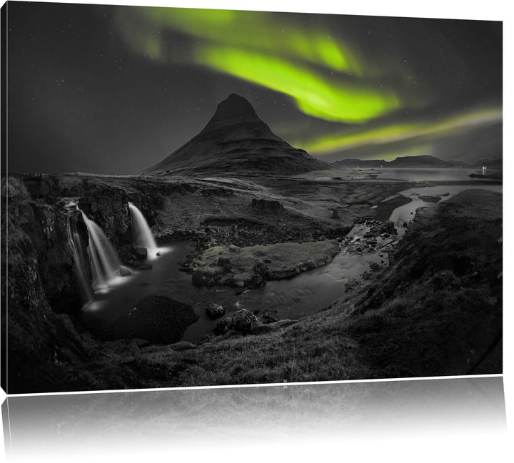 Pixxprint Kirkjufell Wasserfall als Leinwandbild/Grösse: 100x70 / Wandbild/Kunstdruck/fertig bespann