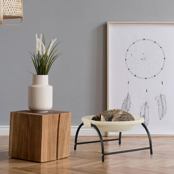 Relaxdays Katzenhängematte stehend, erhöhter Katzenhängesessel, Plüsch, HBT 25x45x42 cm, Katzenbett