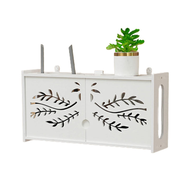 PPGE Home Wand Router Aufbewahrungsbox Weiss, WLAN Router Regal Wandmontage, Router Box Aufbewahrung