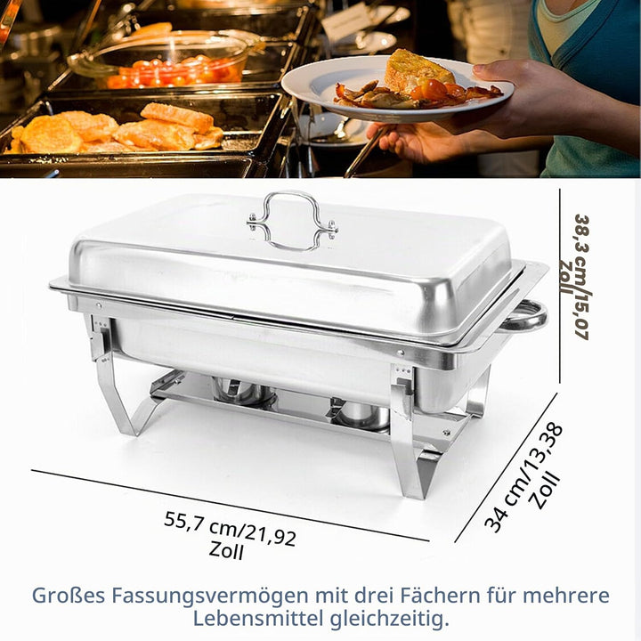 Chafing Dish,Edelstahl Warmhaltebehälter,Speisenwärmer, Edelstahl Speisenwärmer Behälter,Wärmebehält