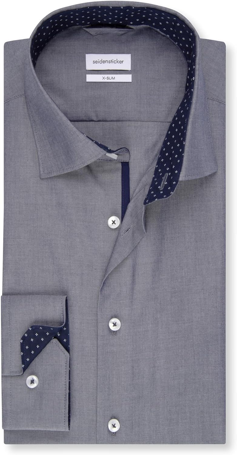 Seidensticker Herren Business Kent - Extra-Slim Fit - Kent Kragen - Langarm - 100% Baumwolle 40 Dunk