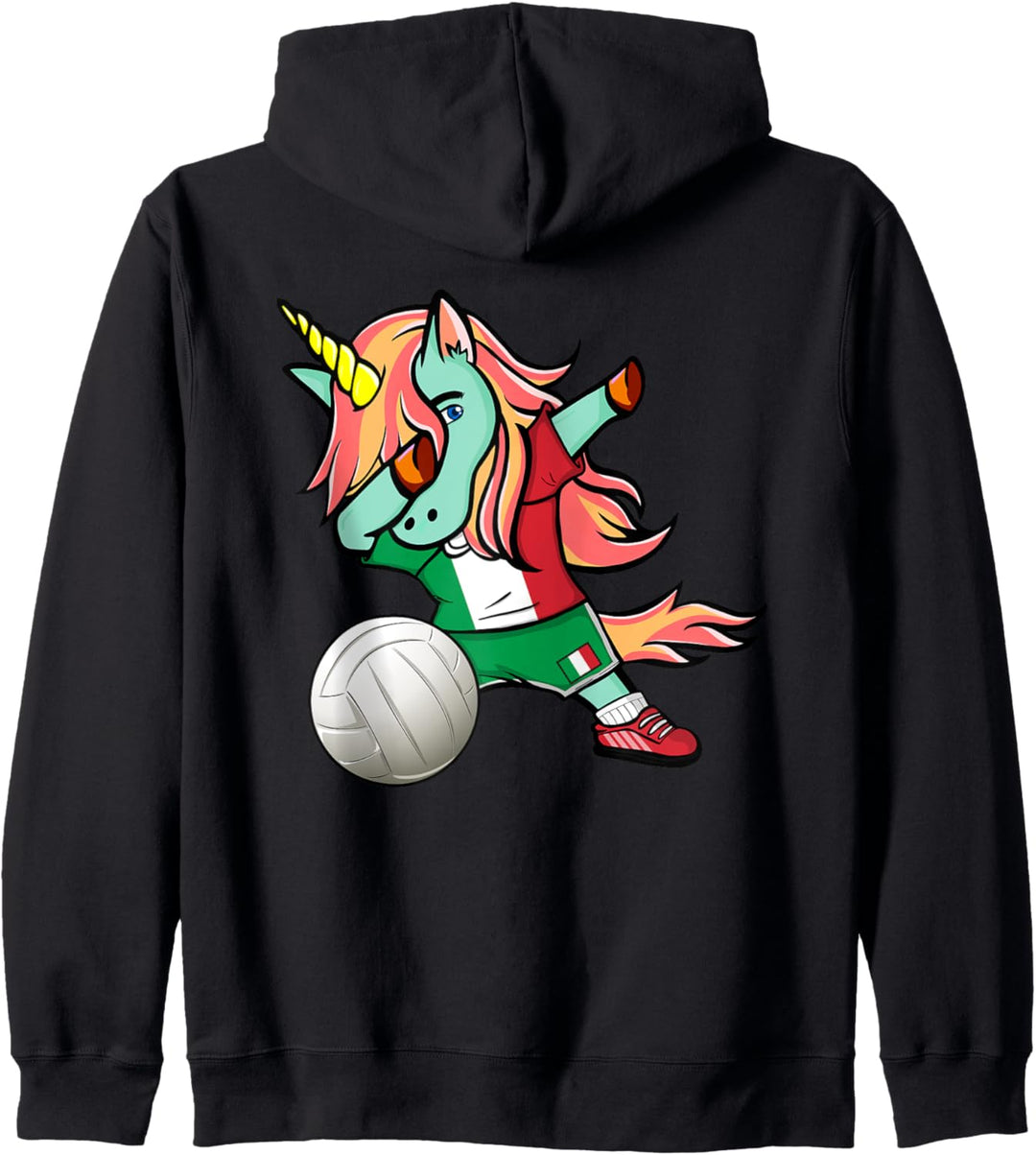 Dabbing Einhorn Italien Volleyball Italienische Flagge Sport Kapuzenjacke