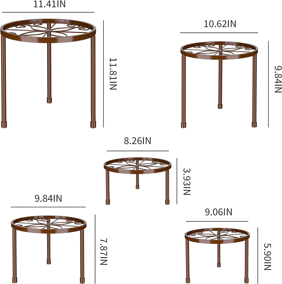 Ziwijity 5er-Set Blumenständer aus Metall, Pflanzenständer für Innen Aussen Garten Pflanzen,Blumento