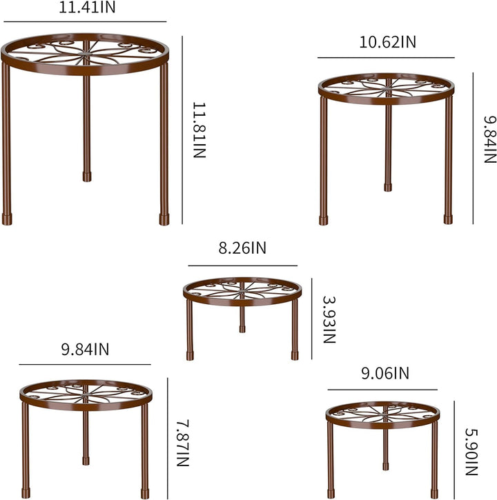 Ziwijity 5er-Set Blumenständer aus Metall, Pflanzenständer für Innen Aussen Garten Pflanzen,Blumento