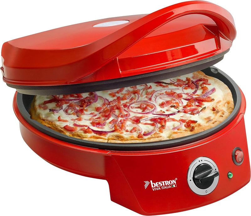 Bestron APZ400 elektrischer Pizzaofen, Pizza Maker bis 230°C, mit Ober-/Unterhitze, für selbstgemach