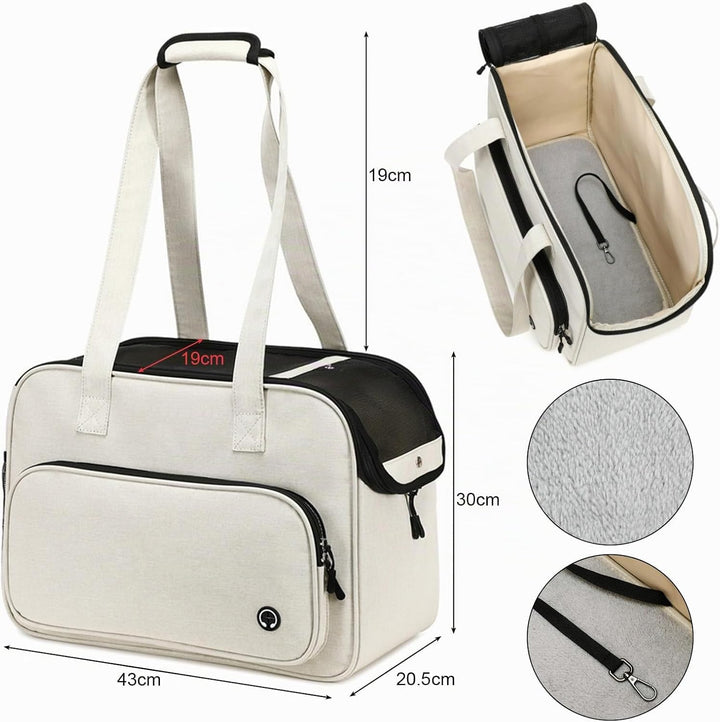 Hundetragetasche Katzentragetasche, Leichte & Atmungsaktive Haustiertasche mit Schultergurt für Reis