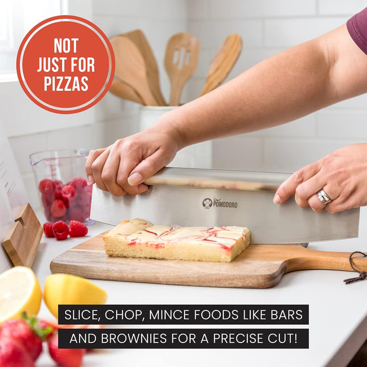 Chef Pomodoro - Pizzaschieber (30 x 36 cm) und Pizzaschneider (36 cm) - 2er Set - Premium Pizza Set