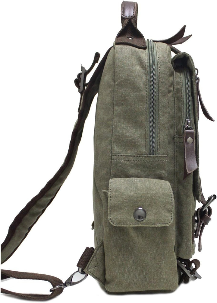 Canvas Brustbeutel, Casual Umhängetasche Herren Daypack Handtasche Sling Backpack für Schule, Outdoo