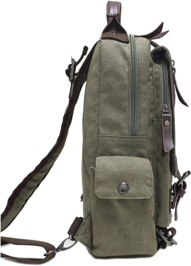 Canvas Brustbeutel, Casual Umhängetasche Herren Daypack Handtasche Sling Backpack für Schule, Outdoo