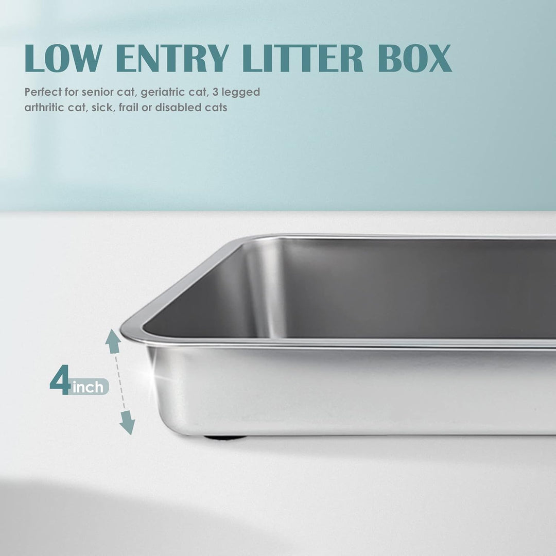 IKITCHEN Katzentoilette aus Edelstahl, grosse Metall-Katzentoilette für Katzen, Katzentoilette nimmt