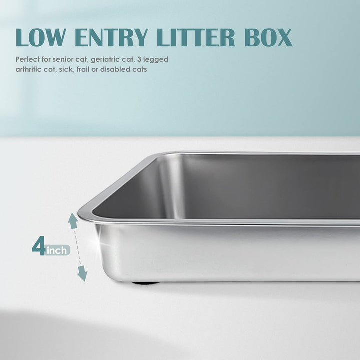 IKITCHEN Katzentoilette aus Edelstahl, grosse Metall-Katzentoilette für Katzen, Katzentoilette nimmt