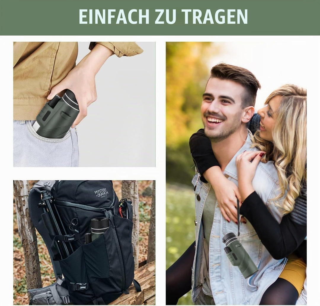 Monokulares Teleskop, Monokular 12x50, Monokular für Erwachsene, mit BAK4-Prisma und FMC-Objektiv, m