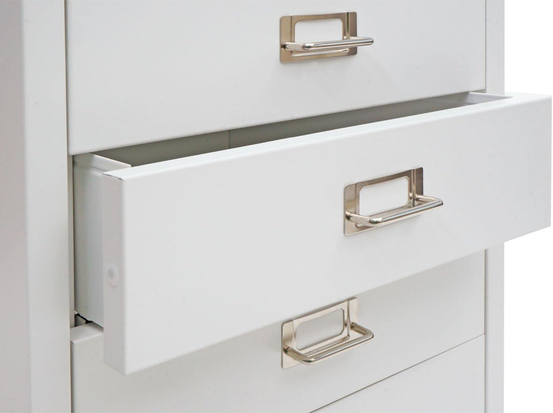 PROREGAL Rollcontainer, HxBxT 115x40x41 cm, Metall 8 Schubladen, Weiss, Schubladenschrank Stahlschra