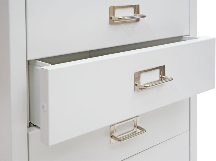 PROREGAL Rollcontainer HxBxT 55x40x41cm Metall 4 Schubladen Weiss Schubladenschrank Stahlschrank Akt