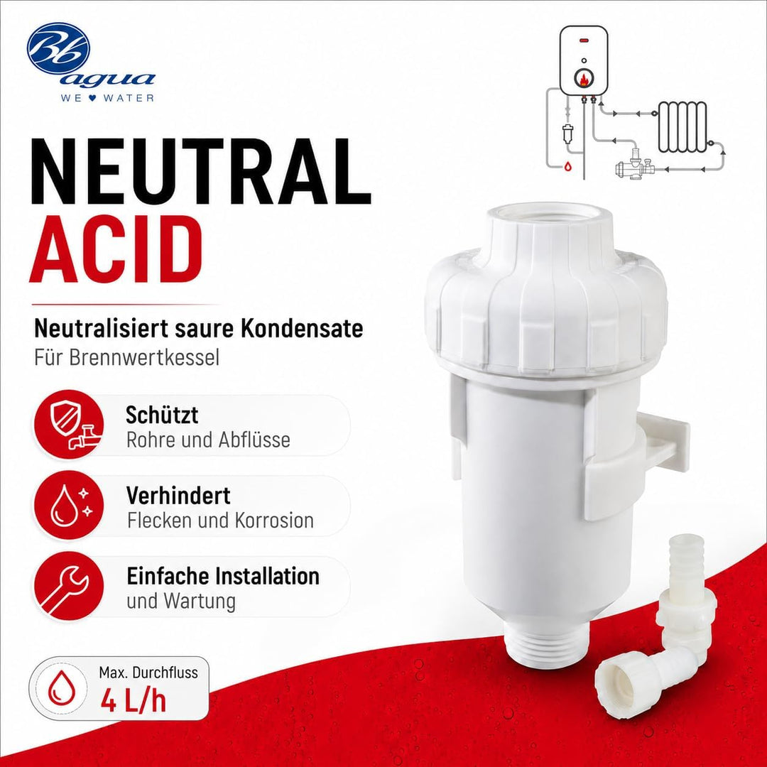 Neutraler Acid-Filter. Neutralisiert Säure-Kondensat, verlängert die Lebensdauer und reduziert die W
