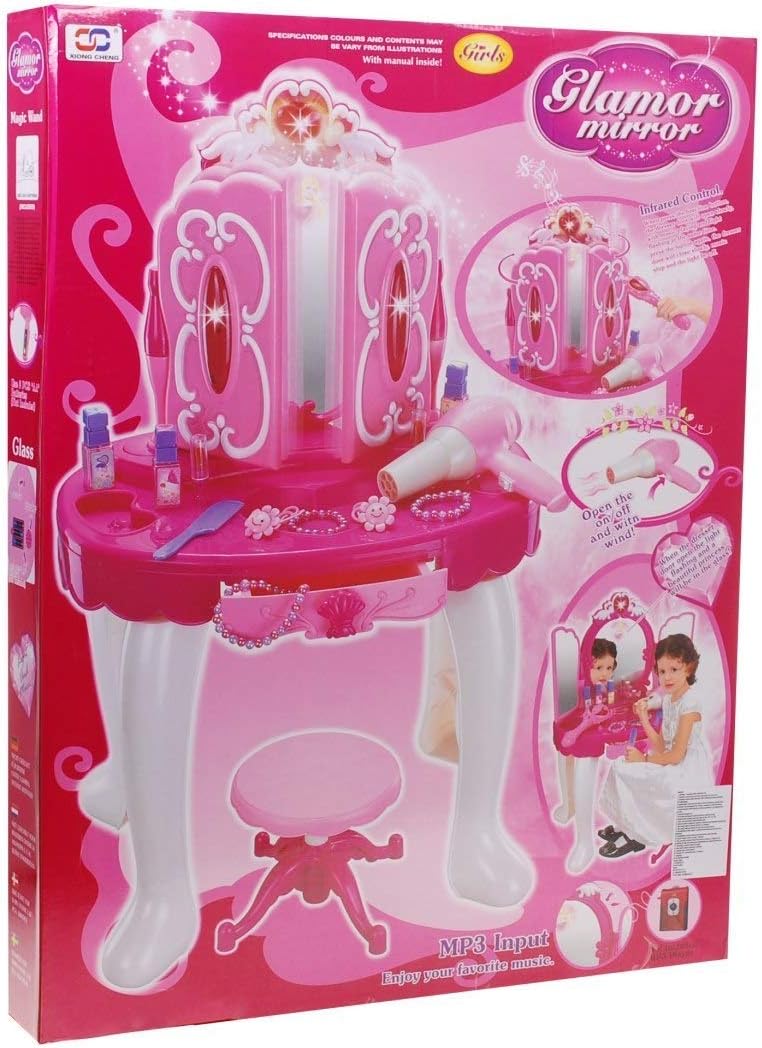 Frisiertisch Schminkkommode Schminktisch Schminkstudio Kinderschminktisch Set mit Spiegel und Hocker