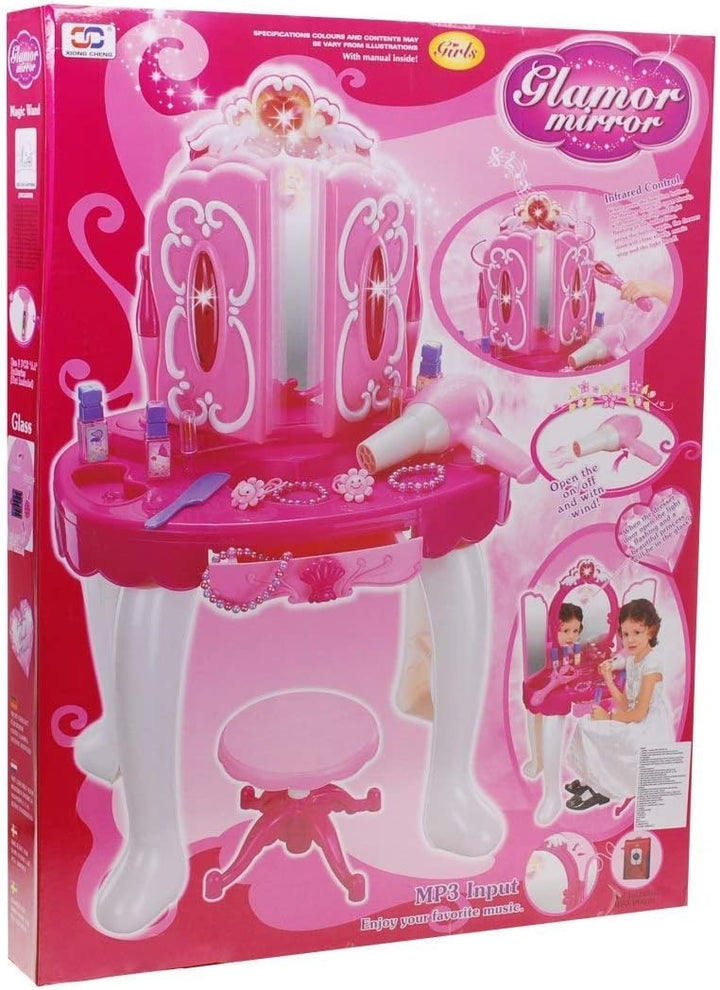 Frisiertisch Schminkkommode Schminktisch Schminkstudio Kinderschminktisch Set mit Spiegel und Hocker