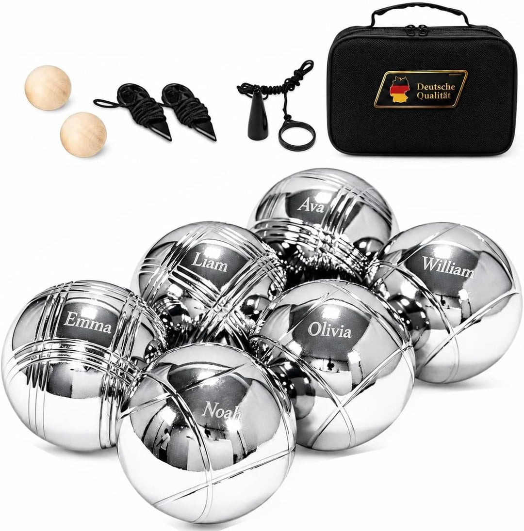 Boule Set 6 Kugeln Metall,Petanque &amp; Boccia Kugeln mit 2 Zielkugeln, Magnetischem Kugelheber, Abstan