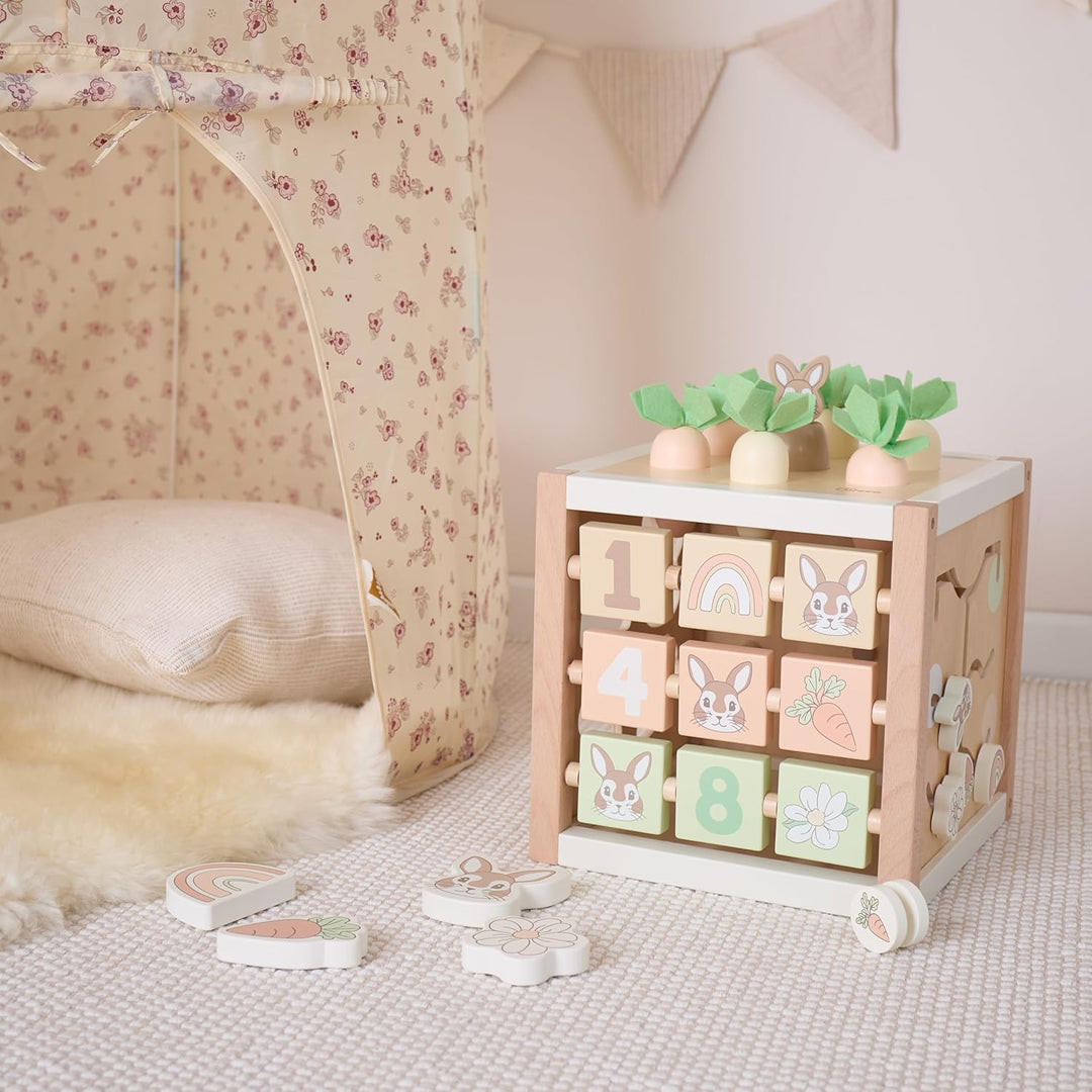 Bieco Motorikwürfel Hase Fine XXL nachhaltiges Holz FSC® | Spielwürfel Baby | Motorikwürfel ab 1 Jah