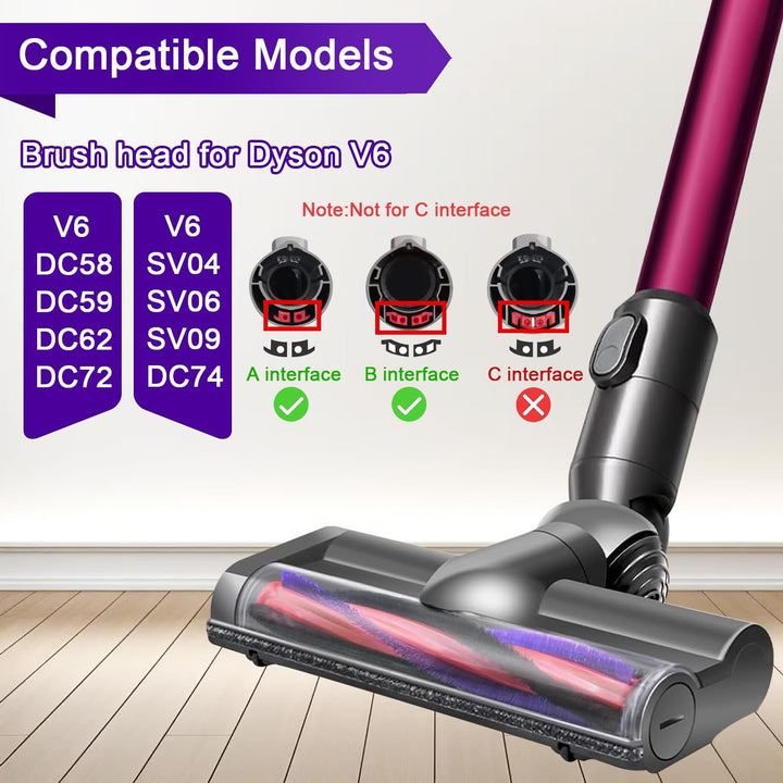 BodenBürste kompatibel für Dyson V6 DC58 DC59 DC62 DC72 DC74 SV04 SV06 SV09 Staubsauger Ersatzteile,