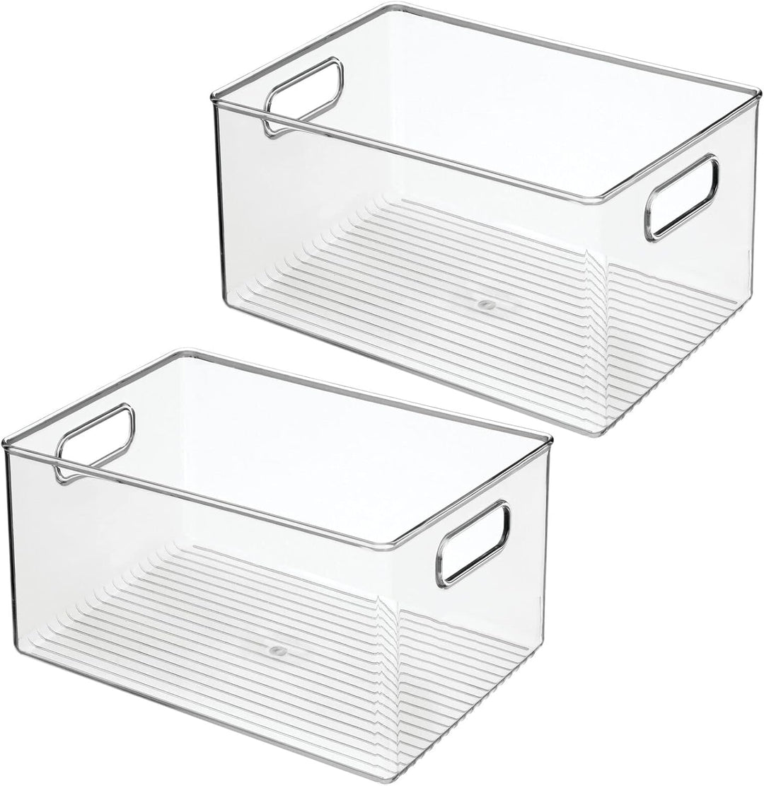 mDesign Ablagebox mit integrierten Griffen – grosse Aufbewahrungsbox für Make-up, Handtücher, Seifen