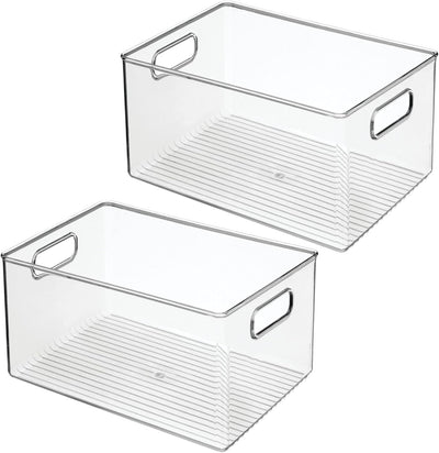 mDesign Ablagebox mit integrierten Griffen – grosse Aufbewahrungsbox für Make-up, Handtücher, Seifen