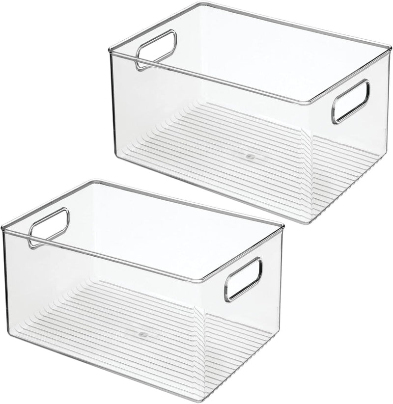 mDesign Ablagebox mit integrierten Griffen – grosse Aufbewahrungsbox für Make-up, Handtücher, Seifen
