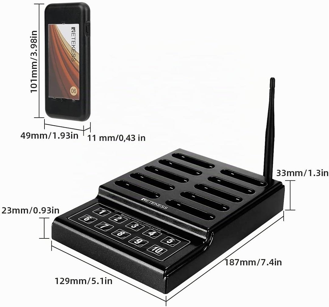 Retekess TD174 Pager Rufsystem, Pager System Restaurant, Einfache Grundlagen, 300M, 3 Anrufmodi, Lad