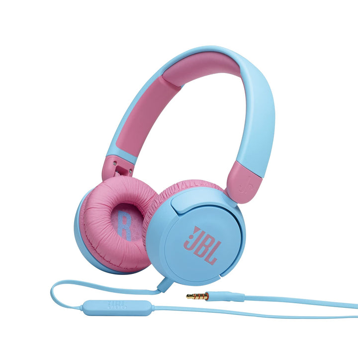 JBL Jr310 On-Ear Kinder-Kopfhörer in Hellblau-Rosa – Kabelgebundene Ohrhörer mit Headset und Fernbed