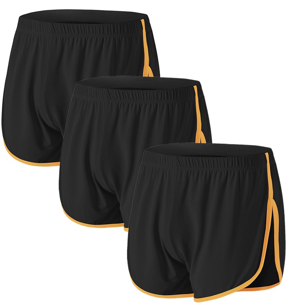 BIATWOWR Herren Sport Shorts Loose Fit Atmungsaktive Boxer Shorts Side Split Boxers M 3-multi*3, M 3