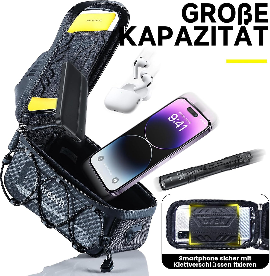 Fahrrad Rahmentasche mit Gurten und Schnellspanner für Smartphones 4.7-6.9” | Schnellverschluss,Wass