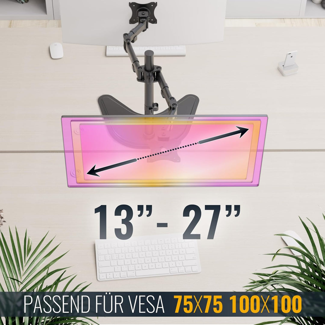RICOO Monitor Halterung Tisch, Dual Monitor Arm für 12 - 27 Zoll, Monitorhalterung 2 Monitore, Bilds