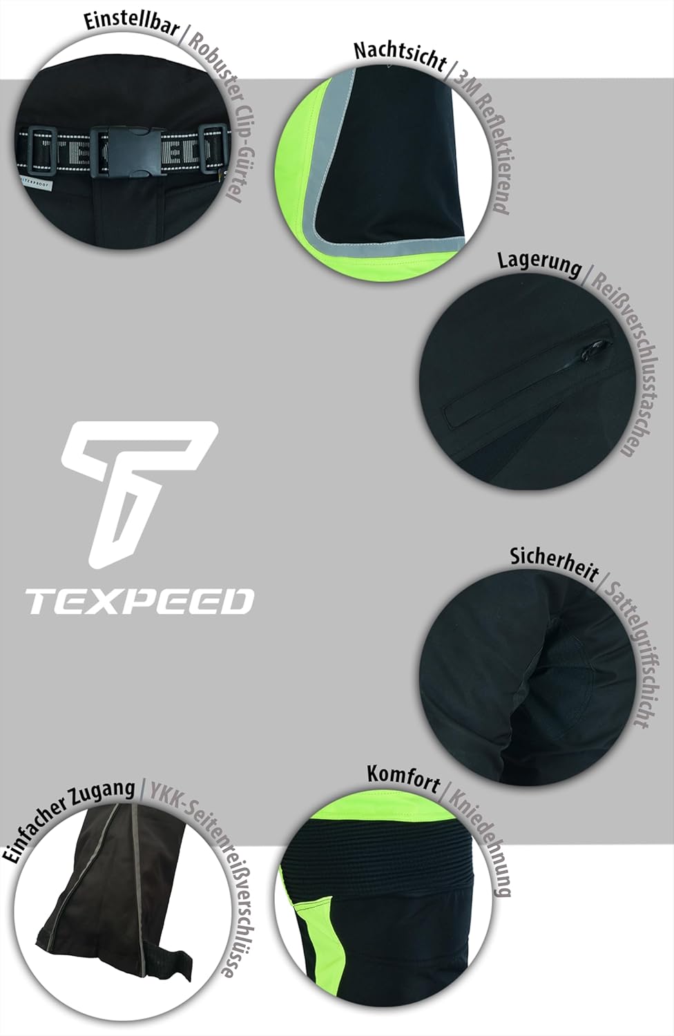 Texpeed Motorradhose Mit Protektoren Herren - Textil Wasserdicht Motorroller Motorrad Bikerin Mit Sc