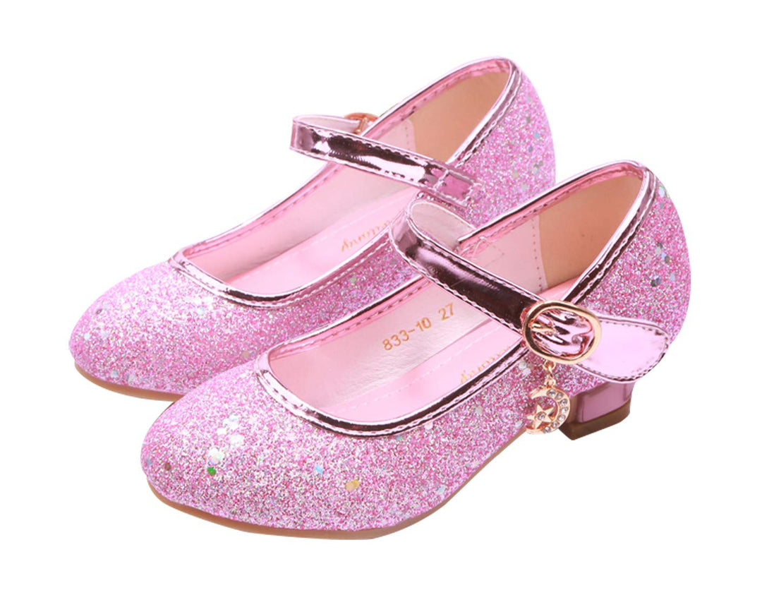 YOSICIL Mädchen Schuhe Prinzessin Festliche Schuhe Niedriger Absatz Glitzer Schuhe Kinder Hochzeit S