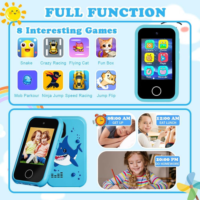 3T6B Kinder Handy Spielzeug, Kinderkamera im Smartphone-Format mit MP3-Player, Dual-Kamera, Touchscr