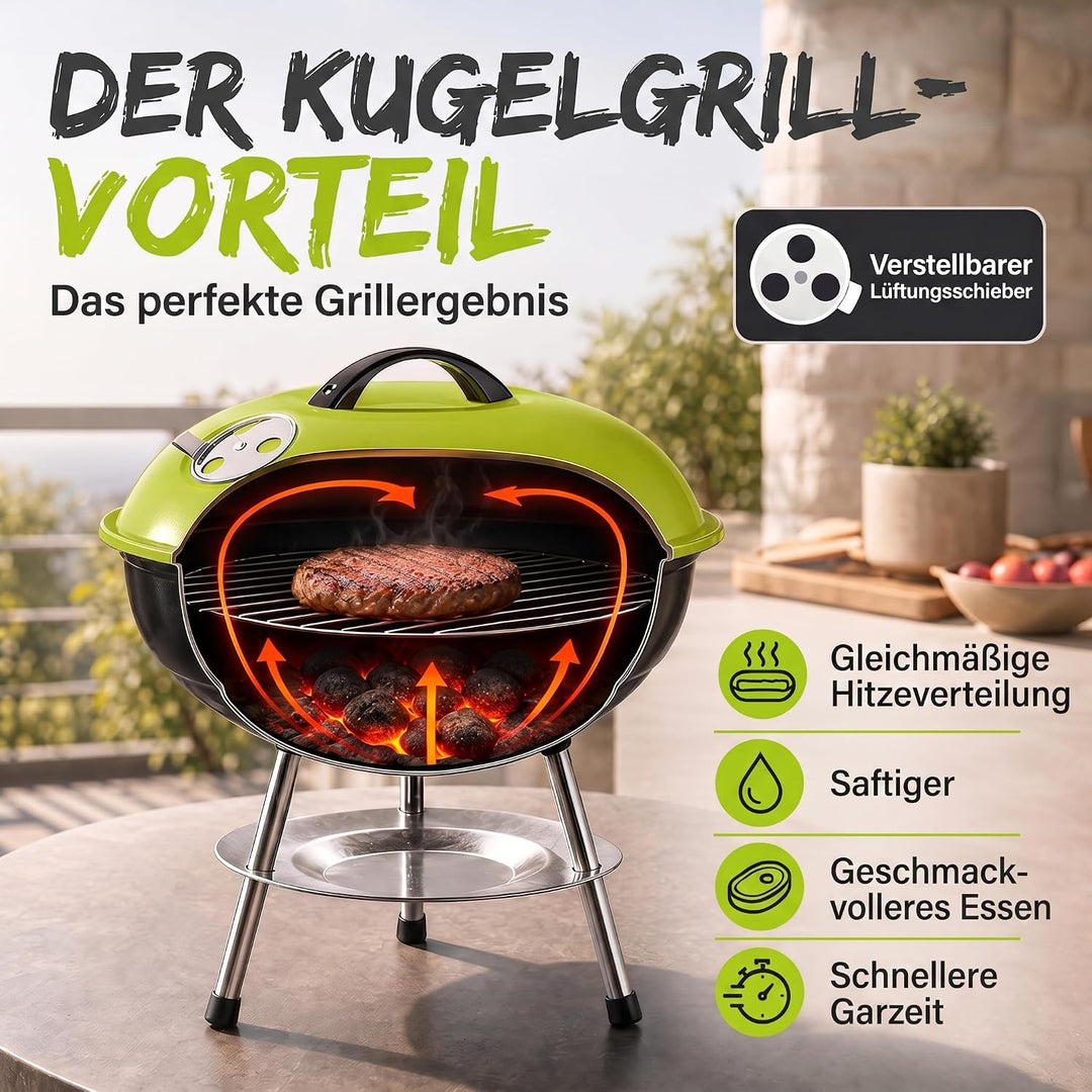 Micro BBQ Campinggrill Kugelgrill Mini Grill; Kompakter Reise Holzkohle-Grill Tischgrill Edelstahl e