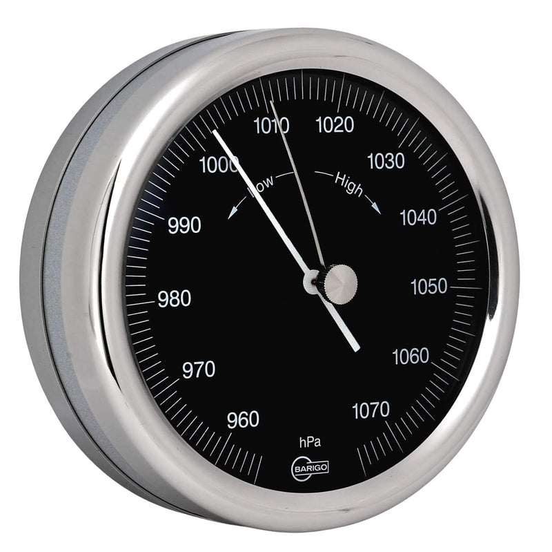 Barigo Orion Barometer mit analogen Messwerk | Marinemountingsystem zur sicheren Montage | Poliertes