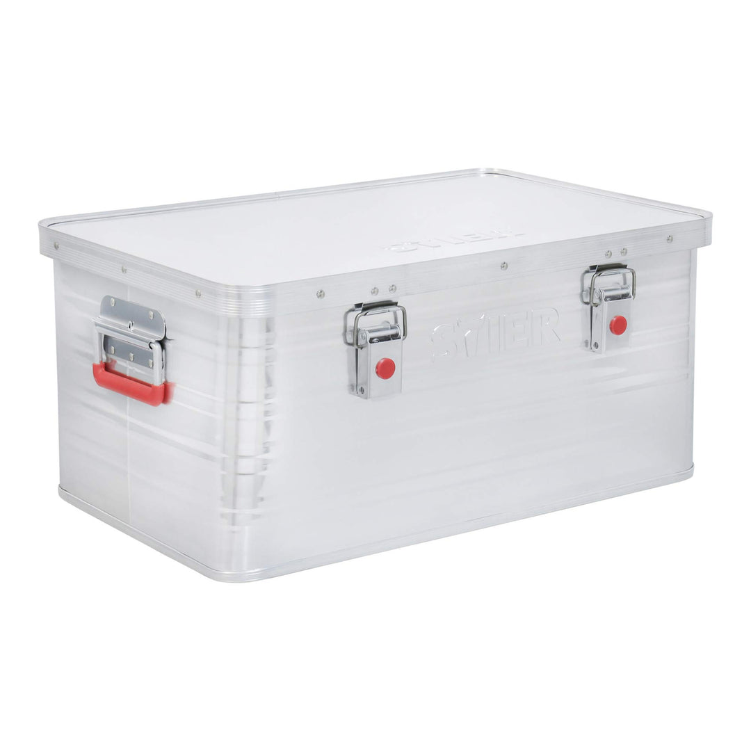 STIER Alubox, Aluminiumbox 50L, Staub- und spritzwasserresistent, mit Gummidichtung und 2 Klapphandg