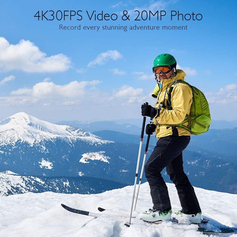 AKASO Action Cam 4K30FPS 20MP WiFi Actionkamera mit Touchscreen EIS 4X Zoom Fernbedienung 40m Unterw
